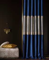 Luxury Navy Blue & Gold Striped Curtains Modern Home Decor