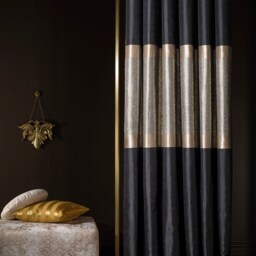 Luxury Navy Blue & Gold Striped Curtains Modern Home Decor - thumbnail 3