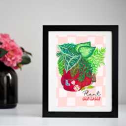 Plant Mom Art Print Red Backpack With Ornamental Plants - thumbnail 2
