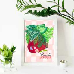 Plant Mom Art Print Red Backpack With Ornamental Plants - thumbnail 3