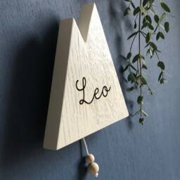Wooden Musical Mountain Name Wall Hanging - Pull String Music Box New Baby Or Christening Gift Engraved Solid Oak Worldwide Shipping - thumbnail 3