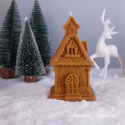 Handmade Victorian House Candle Christmas Decor, Cozy Soy Candle - thumbnail 4