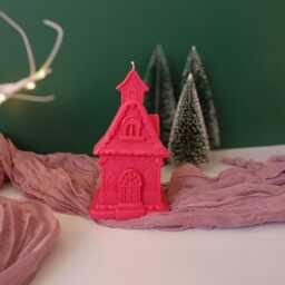 Handmade Victorian House Candle Christmas Decor, Cozy Soy Candle - thumbnail 3