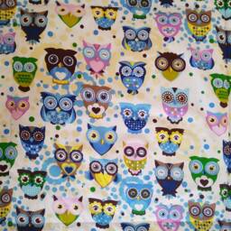 Purple Minky Dot Baby Blanket, Cotton Owls Fabric, Shower Gift - thumbnail 2