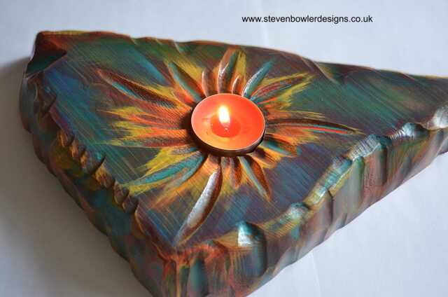 Handmade Wood Tealight Holder Tropical Sunset Coastal Art Centre Piece Coffee Table Decor One Of A Kind Statement Piece Ideal Christmas Gift - image 1