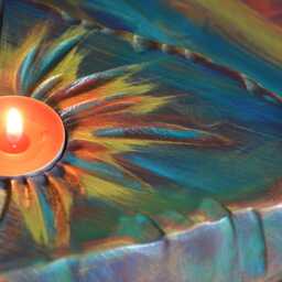 Handmade Wood Tealight Holder Tropical Sunset Coastal Art Centre Piece Coffee Table Decor One Of A Kind Statement Piece Ideal Christmas Gift - thumbnail 3