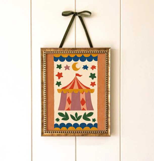 Circus Tent Nursery Print - Whimsical Big Top Moon Stars Art - image 1