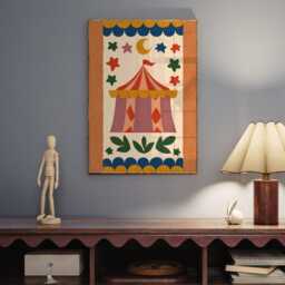 Circus Tent Nursery Print - Whimsical Big Top Moon Stars Art - thumbnail 2