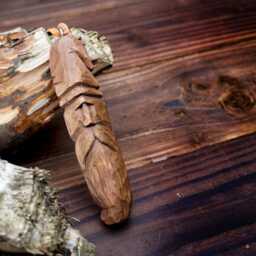 Hand-Carved Wooden Viking Ornament - Unique Personalized Rustic Wall Decor Whittling Dwarf, Gnome, Home Spirit - thumbnail 3