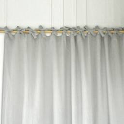 stonewashed Linen Curtain With Ties, Boho Panels From Soft Organic Fabric, Sheer Curtains For High & Big Windows Or Doors - thumbnail 2