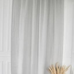 stonewashed Linen Curtain With Ties, Boho Panels From Soft Organic Fabric, Sheer Curtains For High & Big Windows Or Doors - thumbnail 3