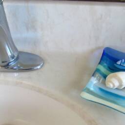 Fused Glass Soap Dish, Ocean Beach Decor, Sea Boat - thumbnail 2