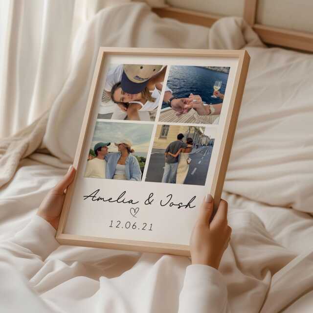 Personalised Photo Print - Collage Valentines Gift Boyfriend Gift, Girlfriend Couple - image 1
