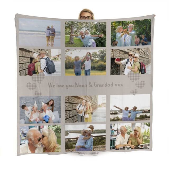 Personalised Picture Blanket Excellent Reviews - Add Text & Photos Gingham Heart - image 1