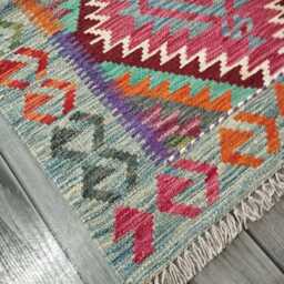 Multicolour Wool Kilim Runner, Handmade Artisan Afghan Turkish Persian Qashqai Moroccan Navajo Flatweave, Natural Rug 243x76 cm - thumbnail 4