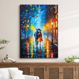 Romance Couple Walking Starry Night Van Gogh Oil Painting Wall Art Framed Canvas Poster Print Home Kitchen Office Room Decor Gift For Love - thumbnail 1