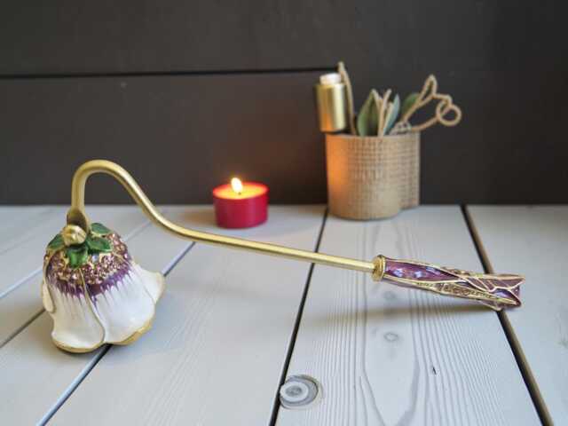 Purple Floral Candle Snuffer - Decorative Metal Extinguisher - image 1