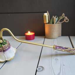 Purple Floral Candle Snuffer - Decorative Metal Extinguisher - thumbnail 4