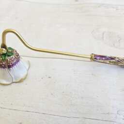 Purple Floral Candle Snuffer - Decorative Metal Extinguisher - thumbnail 2