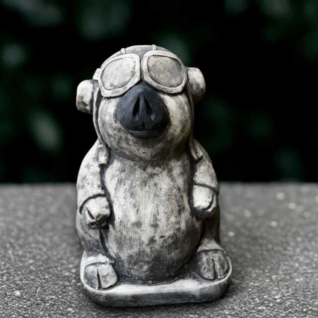 Large Pig Aviator Statue Concrete Sculpture Outdoor Animal Decoration Handmade Pig Lover Gift Front Door Ornament Lawn Figurine - image 1