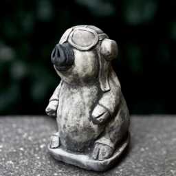 Large Pig Aviator Statue Concrete Sculpture Outdoor Animal Decoration Handmade Pig Lover Gift Front Door Ornament Lawn Figurine - thumbnail 2