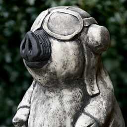 Large Pig Aviator Statue Concrete Sculpture Outdoor Animal Decoration Handmade Pig Lover Gift Front Door Ornament Lawn Figurine - thumbnail 3