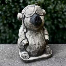 Large Pig Aviator Statue Concrete Sculpture Outdoor Animal Decoration Handmade Pig Lover Gift Front Door Ornament Lawn Figurine - thumbnail 4