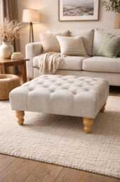 New 71 cm X Square Deep Buttoned Oxford Footstool, Coffee Table, in Luxurious Velvet Type Fabric. 31 Or 36 Tall UK Delievry Only