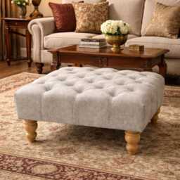 New 71 cm X Square Deep Buttoned Oxford Footstool, Coffee Table, in Luxurious Velvet Type Fabric. 31 Or 36 Tall UK Delievry Only - thumbnail 2