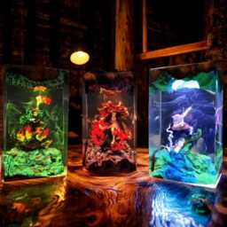 Warriors Agains Demons Resin Lamp - Kny Anime-Inspired Led Diorama Light - Handmade Fiery Demon Fighters Otaku Desk Decor & Anime Gift