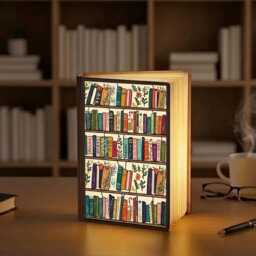 Book Lover Lamp, Custom Folding Magnetic Personalized Light Book, Gifts For Her, Led Night Foldable Lamp - thumbnail 1