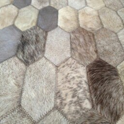 Patchwork Cowhide Rug, Model Moreno, Free Shipping - Mix Of Greys, Creams, Beiges & Browns 5' X 7' - thumbnail 3