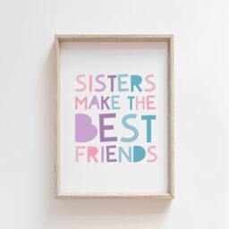 3 Sister Prints, Girls Nursery Playroom Wall Art, Siblings Bedroom Art - thumbnail 3
