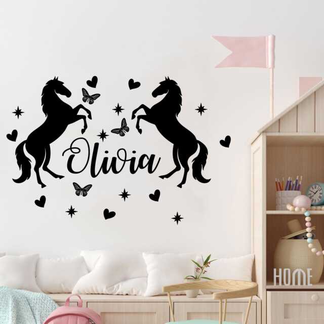 Horse Name Wall Decal, Personalised Vinyl Sticker For Kids' Rooms, Equestrian Bedroom Design - image 1