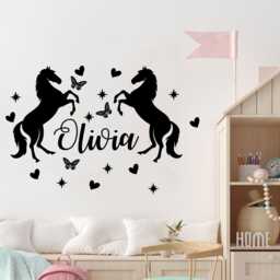 Horse Name Wall Decal, Personalised Vinyl Sticker For Kids' Rooms, Equestrian Bedroom Design - thumbnail 1