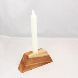 Handmade Wood Candle Stand Unique Single Holder For Soft Lighting - thumbnail 3