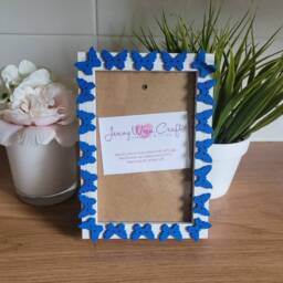 Blue Wooden Butterfly Button Deep Box Photo Frame 4 X 6 Inches - thumbnail 4