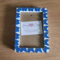 Blue Wooden Butterfly Button Deep Box Photo Frame 4 X 6 Inches - thumbnail 3
