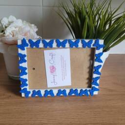 Blue Wooden Butterfly Button Deep Box Photo Frame 4 X 6 Inches - thumbnail 2