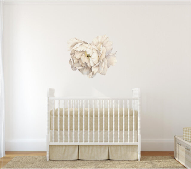 Peony Flower Wall Decal - Sticker Removable Peel & Stick Watercolor Fabric Nursery Decor - image 1