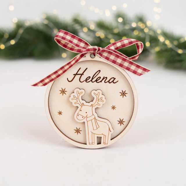 Personalized Christmas Tree Pendant, Pendant With Name Made Of Wood, Ball Decoration - image 1