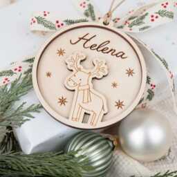 Personalized Christmas Tree Pendant, Pendant With Name Made Of Wood, Ball Decoration - thumbnail 2