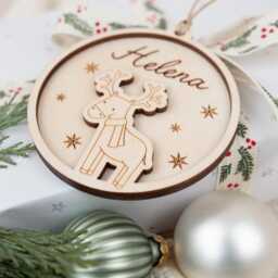 Personalized Christmas Tree Pendant, Pendant With Name Made Of Wood, Ball Decoration - thumbnail 4