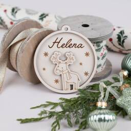 Personalized Christmas Tree Pendant, Pendant With Name Made Of Wood, Ball Decoration - thumbnail 3