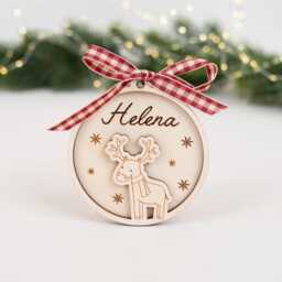 Personalized Christmas Tree Pendant, Pendant With Name Made Of Wood, Ball Decoration - thumbnail 1