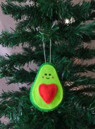 Cute Heart Avocado Christmas Tree Ornament, 2024 Advent Calendar Filler For Lover, Avocouple Funny Ornament - thumbnail 1