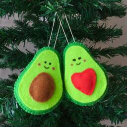Cute Heart Avocado Christmas Tree Ornament, 2024 Advent Calendar Filler For Lover, Avocouple Funny Ornament - thumbnail 2