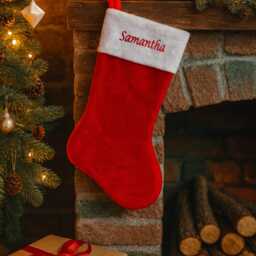 Personalised Christmas Stocking With Name, Embroidered Red Plush Stockings, 60cm Extra Large Xmas Family Sock Set, Custom Pet Gift - thumbnail 2