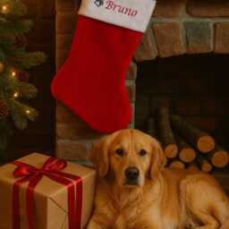 Personalised Christmas Stocking With Name, Embroidered Red Plush Stockings, 60cm Extra Large Xmas Family Sock Set, Custom Pet Gift - thumbnail 3