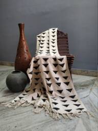 Mudcloth Throws, Cotton Bedspread, Couch Sofa Blankets, Living Room Decor, Hand Loom Decorative, Handwoven Coverlet, Bed Runner With Tassels - thumbnail 1